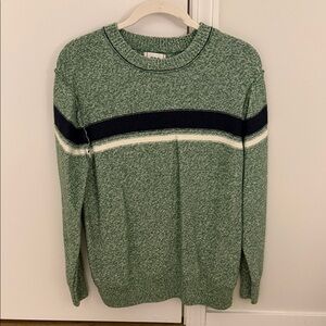 BDG Green Crewneck Sweater with Navy and White Stripes